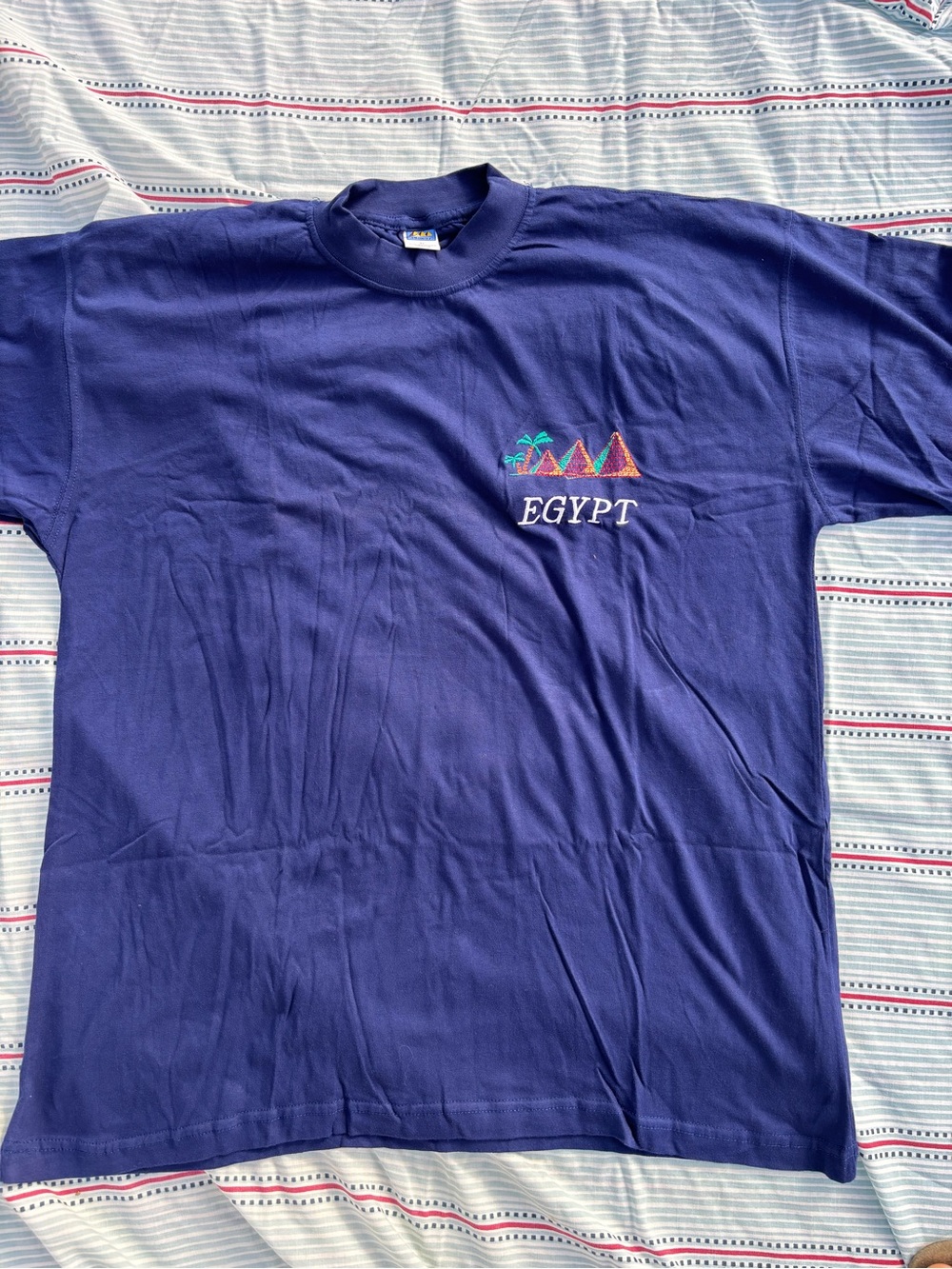 Egypt Embroidered Short-Sleeve Tee - Navy
